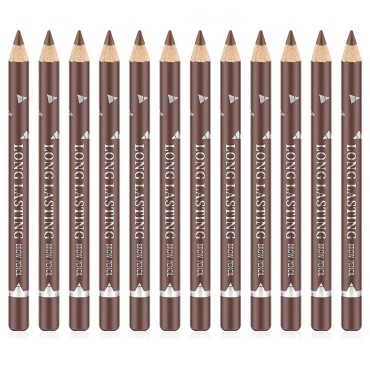 Go Ho 12 PCS Brown Eyebrow Eyeliner Pencils Makeup Pen,Waterproof Eye Brow Pencil,Long-lasting Nice Color Eye Brow Gel Pen Makeup Brow Tint Pencils? Medium Brown?
