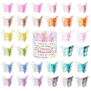 50 Pieces Butterfly Hair Clips Mini Hair Clips, Tiweio Small Hair Claw Clips Pastel Hair Clips Mini Cute Hair Accessories Clips for Hair 90s Women Girls with Box Package, 12 Assorted Gradient Colors