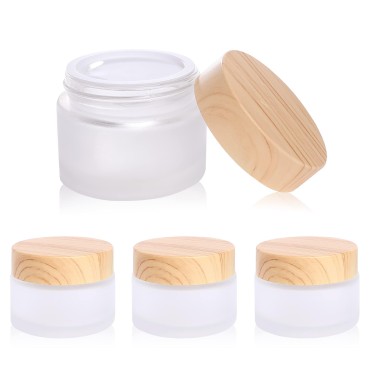 30 Gram/ml Glass Cosmetic Containers with lids?Round Frosted Glass Jars with Leakproof lids,Small Empty Glass Sample Jars for Makeup Lip Scrub Balm Lotions Sample Eye Creams DIY (4 PACK 30ML)