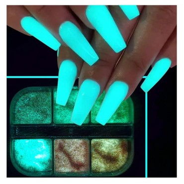 6 Grids Night Pigment Ultrafine Glitter Glow Lumin...