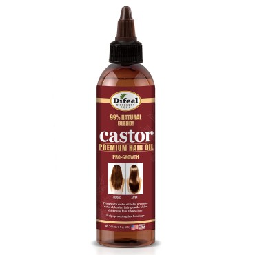 Difeel 99% Natural Premium Hair Oil - Pro-Growth Castor Hair Oil 8 oz. - Natural Castor Oil for Hair Growth