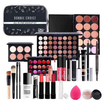 All-in-one Makeup Kit for Women Full Kit, Makeup Sets for Teens Include Makeup Brush, Eyeshadow Palette, Lip Gloss Set, Lipstick, Blush, Foundation, Concealer, Mascara, Eyebrow Pencil