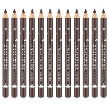 Go Ho 12 PCS Dark Brown Eyebrow Eyeliner Pencils Makeup Pen,Waterproof Eye Brow Pencil,Long-lasting Nice Color Eye Brow Gel Pen Makeup Brow Tint Pencils?Dark Brown?