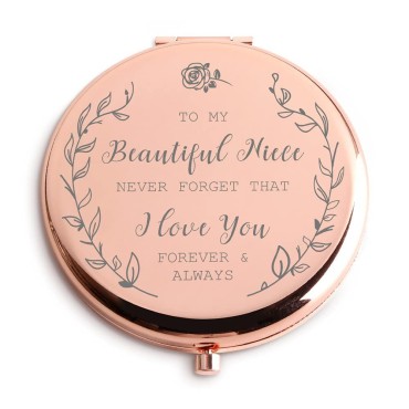 Qordyum Niece Gifts from Auntie Uncle to My Beautiful Niece Wedding Gift Ideas Rose Gold Makeup Mirror Niece Graduation Birthday Niece Gifts from Aunt