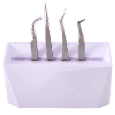 Embagol 6 Holes Tweezers Holder Stand Display Lash Extension Stand Storage for Eyelashes Extension White