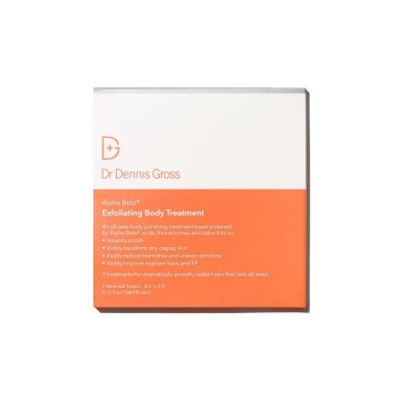 Dr. Dennis Gross Alpha Beta Exfoliating Body Treatment | Multi-Tasking Powered by AHA/BHAs for Smooth, Hydrated Skin While Improving Ingrown Hairs, Keratosis Pilaris, and Blemishes | 2 Textured Towels