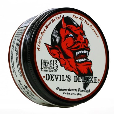 Lucky 13 Devil's Deluxe Medium Grease Pomade 3.4oz | Oil Based | Medium Hold | Medium Shine