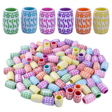 100pcs Dreadlocks Beads, Hair Tube Beads Dread Lock Hair Beads Braid Loose Beads for Hair Braiding Decoration Accessories, Mixed Colors