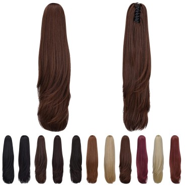 Brown Clip in Ponytail,SYXLCYGG Straight Clip Claw Ponytails 22