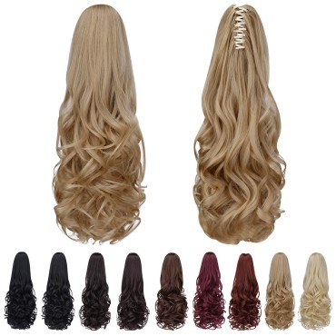 Blonde Clip Ponytail,SYXLCYGG Synthetic Like Real Fake Ponytails Blond Hair Extensions 20