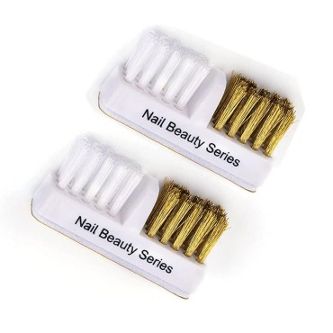 2Pcs Nail Art Drill Bit Cleaning Brushes 2-in-1 Copper and Soft Brushes Nail Art Tools for Nail Salon or Home Use, White