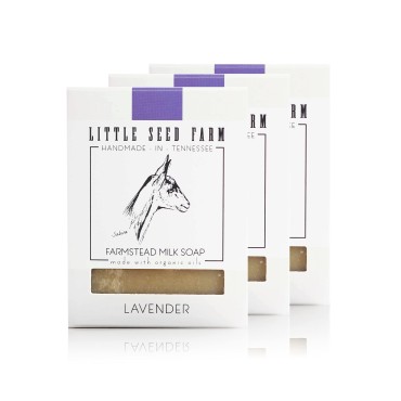 Little Seed Farm Organic Goat’s Milk Soap - 3 Pack of Lavender Facial and Body Soap Bars - Natural, Handmade and Cruelty Free - Calming and Relaxing - Suitable for Sensitive Skin