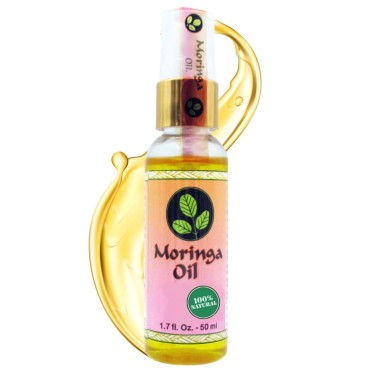 Moringa Energy Life Moringa Oil 1.7 oz, 100% Pure Cold Pressed, Food Grade Edible, Use to Rejuvenate, Moisturize Your Face, Body, Skin Hair care oil, 50 ml