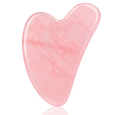 Ecoswer Gua Sha Facial Tool,Guasha Tool for Face,Facial and Body Massager,Natural Stones Rose Quartz,Scraping and SPA Acupuncture Therapy to Lift,Decrease Puffiness and Tighten.(Pink)