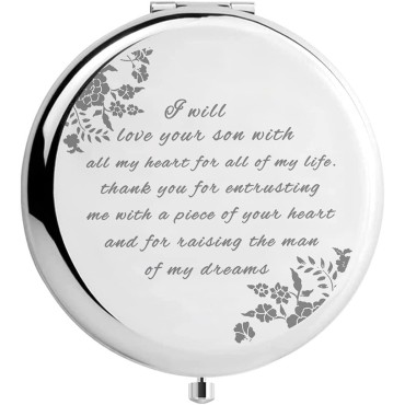 AYACON Mother of The Groom Gifts from Bride, Silver Compact Mirror(Mother of The Groom)?Wedding Keepsake Gift