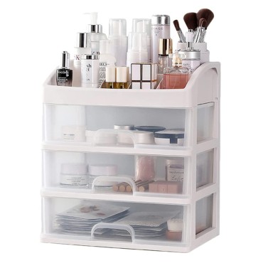 Makeup Organizer with 3 Drawers, Cosmetic Display ...