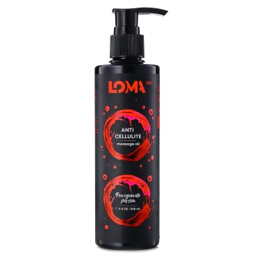 LOMA Body Massage Oil with Grapeseed and Bitter Orange Oil (8.8 fl oz) - Smooth Skin Firming Massager Treatment - Muscle Discomfort and Relaxation - Pomegranate Passion