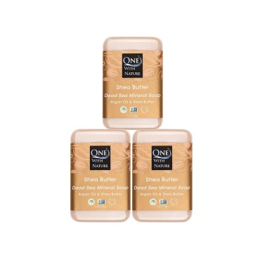 DEAD SEA Salt Shea Butter 4 oz SOAP 3 PK, Dead Sea Salt Includes Sulfur, Magnesium, and 21 Essential Minerals. All Skin Types, Acne, Eczema, Problem Skin. Natural, Therapeutic, 100% Natural