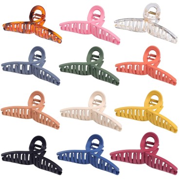 Sisiaipu 4.3 Inch Large Hair Claw Clips 12 Pcs Mat...