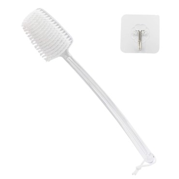 Mczxon Bath Body Back Shower Brush with Curved Long Handle for Exfoliating Skin Improve Blood Circulation, Clear Back Scrubber Bath Wet or Dry Brushing Body Brush for Shower Women Men