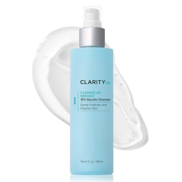 ClarityRx Cleanse As Needed 10% Glycolic Acid Exfoliating Face Wash, Natural Plant-Based Brightening Facial Cleanser for Smooth, Glowing Skin (4 fl oz)
