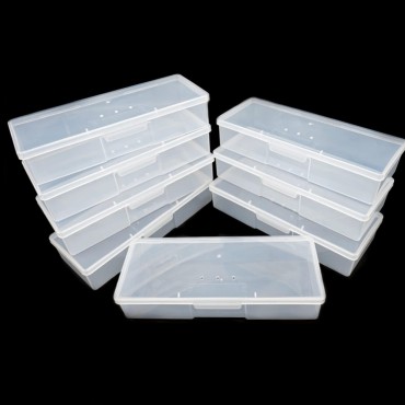 Lokyango Manicure Tool Box, 8 Pieces Clear Box for Nail Tool, Transparent Personal Nail Box for Manicure, Plastic Nail Art Tool Box Storage Organizer Case Container for Organizing (7.5x2.5x1.5 Inch)