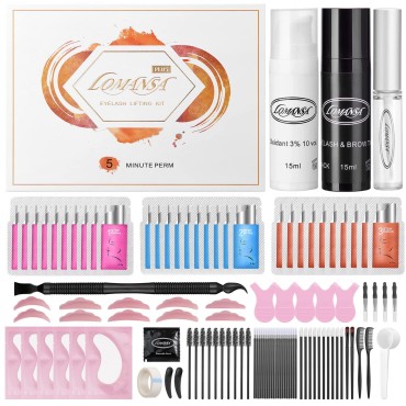 Lomansa Lash Lift and Black Color Kit, Instant Fuller Eyelash Lifting Brow Lamination Kit with Black Colors, Fast Quick Curling and Voluminous Coloring, Achieve Salon-Quality Results
