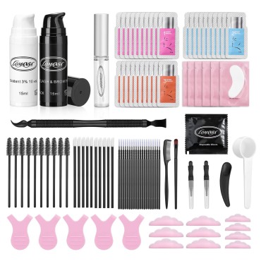 Lomansa Lash Lift Kit with Black Color, 4 in 1 Eyebrow and Eyelash Coloring Kit For Perming, Curling and Lifting