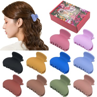 Small Hair Clips for Women Girls Kids, Tiny Hair Claw Clips for Thin/Medium Thick Hair, 1.5 Inch Mini Hair Jaw Clips Matte Octopus Clip Nonslip Spider Clip with Gift Box (Pack of 10 Colors)