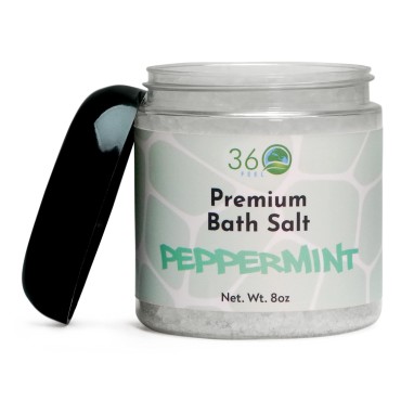 360Feel Peppermint Detox Bath Salt Body Scrub - Great Exfoliating Body Scrub for Acne Scars Stretch Marks Foot Scrub Great For Women Body - 8 Fl Oz