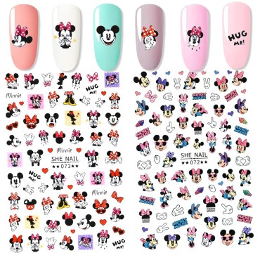 2 Pieces 3D Cartoon Mouse Nail Stickers Cute Kawaii Cartoon Nail Stikers Self-Adhesive Nail Decals for Women Girls Kids Nail Art Stickers (75+Decals)