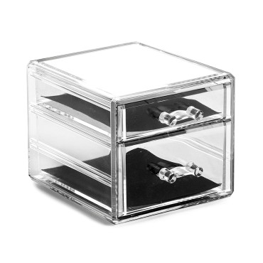 BINO THE MANHATTAN SERIES Acrylic Makeup Drawer Organizer- 2 Drawer Small | Clear Beauty Organizers and Storage| Cosmetic & Makeup Drawer| Home Organization| Jewelry & Vanity Accessories Drawer