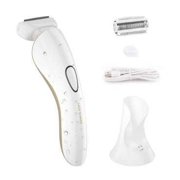 Electric Razor for Women Electric Shaver Bikini Trimmer Body Hair Removal for Legs and Underarms IPX7 Waterproof Wet and Dry Painless Cordless Ladies Shaver with LED Light & Detachable Head