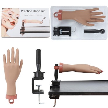 Practice Hand for Acrylic Nails,Flexible Nail Practice Hands Training Kits.Mannequin Hand for Nails Practice.Flexible Fingers Fake Training Hand,Reusable Nail Practice Hands Kit with Clamp.