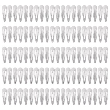 100 Pack 6 CM Silver Blank Snap Metal Hair Clips 2...