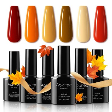 Aokitec Gel Nail Polish Set - 6PCS Autumn Series G...