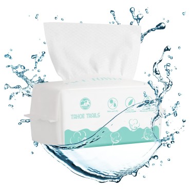 Tahoe Trails Disposable Face Towel, Soft Dry Wipe, Lint Free, Dry Wet Use for Sensitive Skin, 80Count Cotton Facial Tissue, Makeup Removing, Surface Cleaning 5.91 * 7.87inch, 80