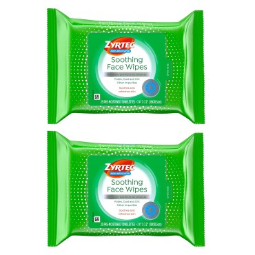 ZYRTEC SOOTHING FACE WIPES 2-25CT ECMSPK...