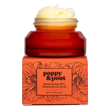 Poppy & Pout 100% Natural Lip Scrub, Exfoliating Lip Treatment, In Hand-filled Recyclable Glass Jars, Cruelty Free (Blood Orange Mint)