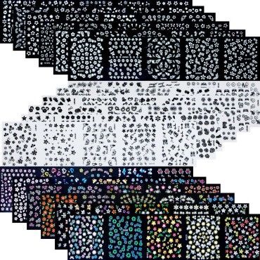 4500 Pieces Flowers Nail Stickers Kit 90 Sheets 3D...