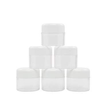 Flents Travel Cosmetic Jars for Personal Items, Clear Base for Labeling, TSA Approved, Durable and Refillable, 6 Pack, 1.25 oz, White