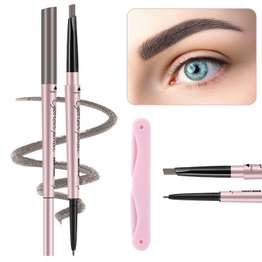 TurritopsisD Eyebrow Pencil & Brow Razor with Comb kit, Dual-ends Easy to Color Waterproof Long-lasting Makeup Natural Eye Brows Looking (Khaki Brown)