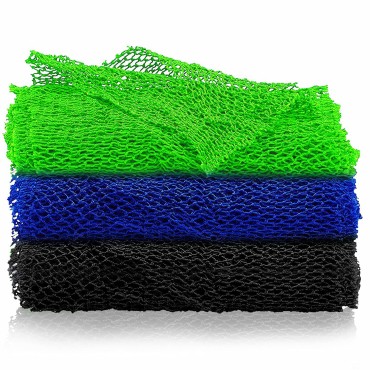 WOOPSOO 3 Pieces African Net, African Bathing Sponge African Body Exfoliating Shower Net, Back Scrubber Washer Skin Smoother, African Long Net Bath Sponge for Daily Use Body Scrub