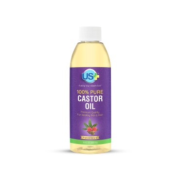 10oz US+ 100% Pure Castor Oil - Cold-Pressed, Unrefined, Hexane-Free - USP Grade - Premium Quality for Healthy Skin & Hair