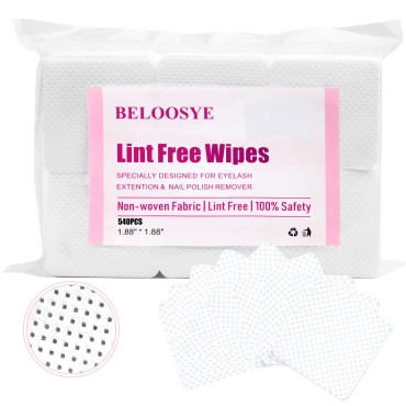 540 PCS Lint Free Nail Wipes,Eyelash Extension Glue Wipes,Super Absorbent Soft Non-woven Fabric Adhesive Nail Polish Remover Wipe,Cleaning Pad Cloth for Lash Extension Supplies and Nail Polish Bottle