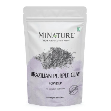 Brazilian Purple Clay by mi nature | For Younger looking skin, Detoxifying Skin | 227g(8 oz) (0.5 lb) | Facial Cleansing mask | Use to make Masks, Creams, Scrubs, Bath Bombs, Body Wash and Soaps