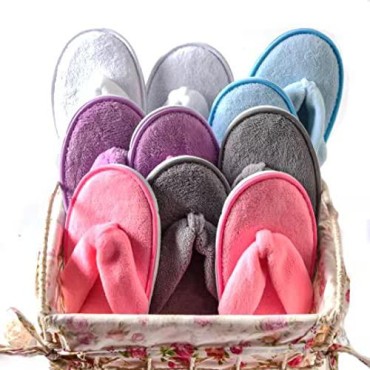 Eucoz Spa Slippers Flip Flops 5 Pairs Soft Fleece Guest Slippers Hotel Slippers Women Men House Slippersin Salons Bathoom Party Washable Not Disposable