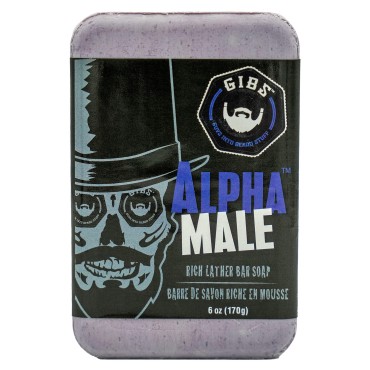 GIBS Grooming Alpha Male Bar Soap, Wisps of vanilla, sandalwood & white musk, 6 oz.