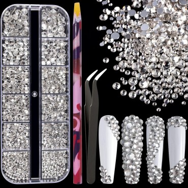 6 Sizes Transparent White Silver Glass Crystal Kit...
