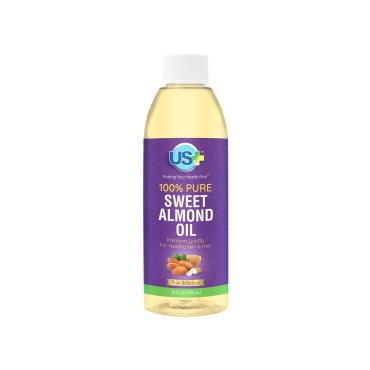 US+ 10oz 100% Pure Sweet Almond Oil - Expeller-pressed, Unrefined, Hexane-free - Premium Quality for Healthy Skin & Hair